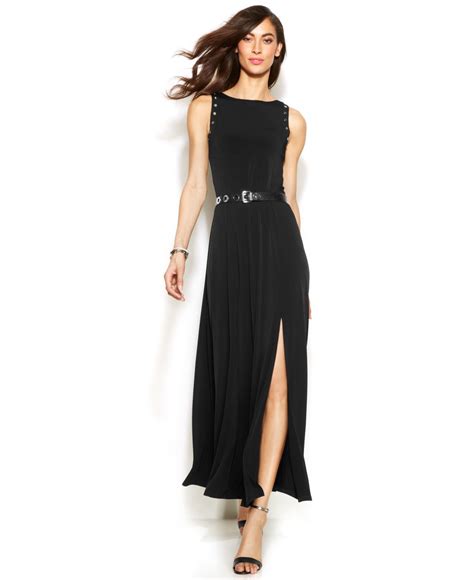 michael kors black lace gown|Michael Kors sleeveless maxi dress.